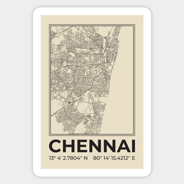 Chennai minimalist map Chennai Map Sticker TeePublic